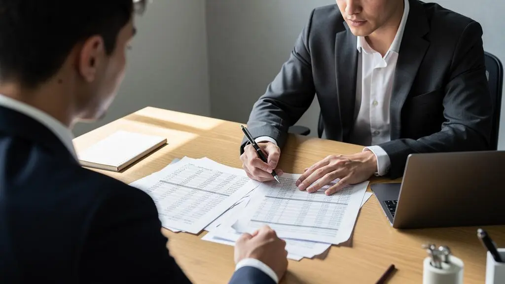 Un conseiller bancaire explique la capacité d'emprunt à son client au bureau.